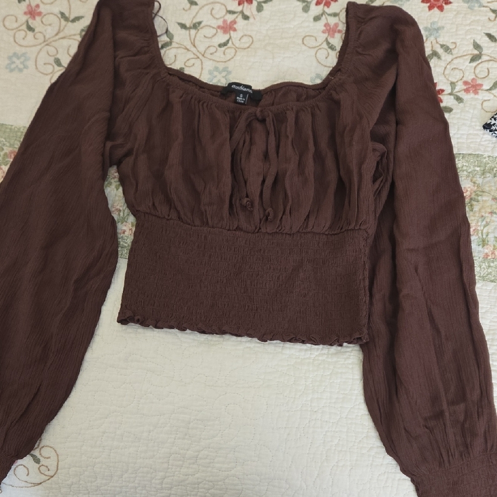 Chocolate Brown Smocked Blouse